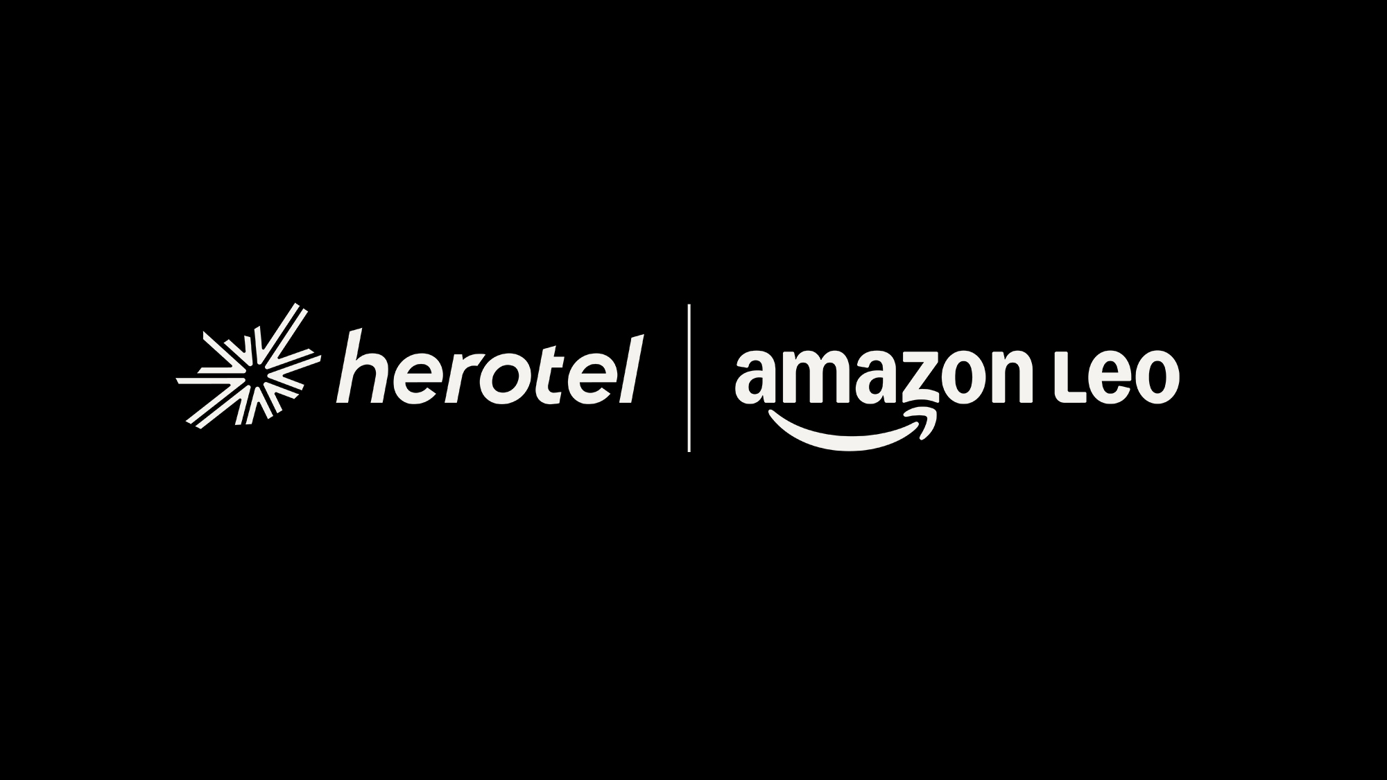 Herotel and Amazon LEO partnership logos on black background