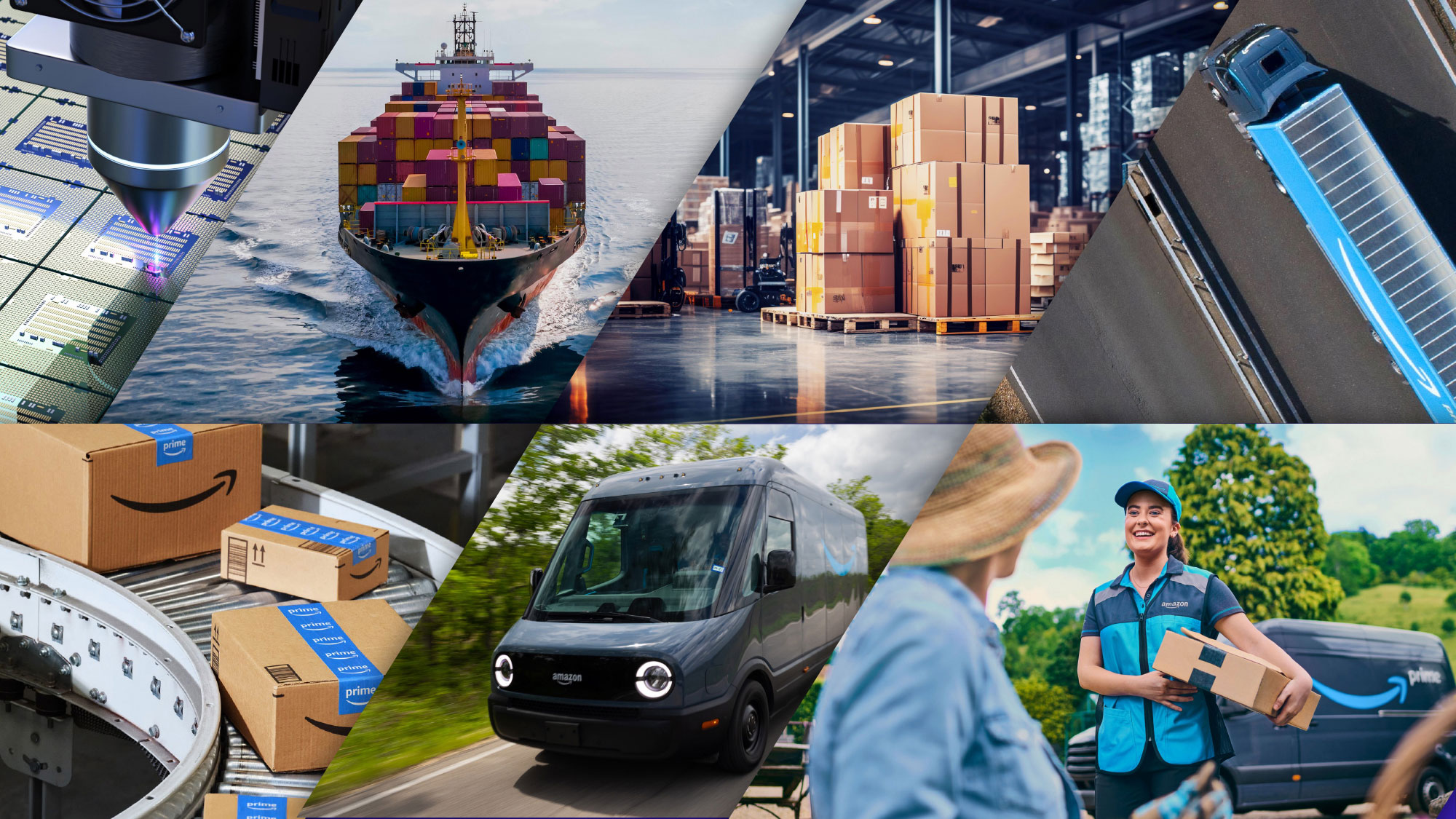 Photo collage of various Amazon shipping services.