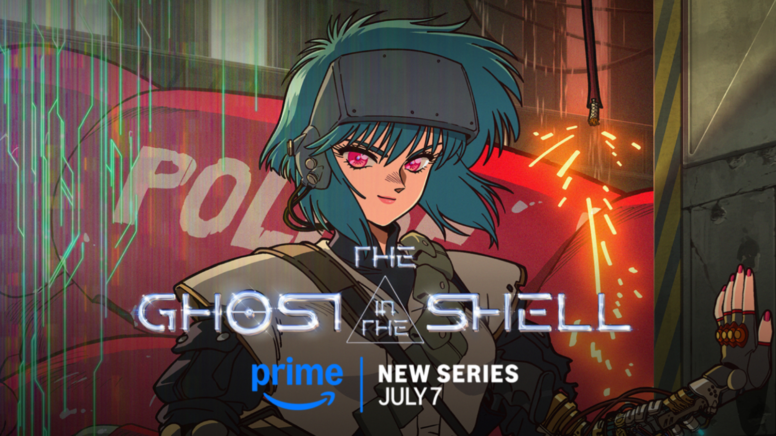 Anime girl from the Ghost in the Shell series, leaning against a wall