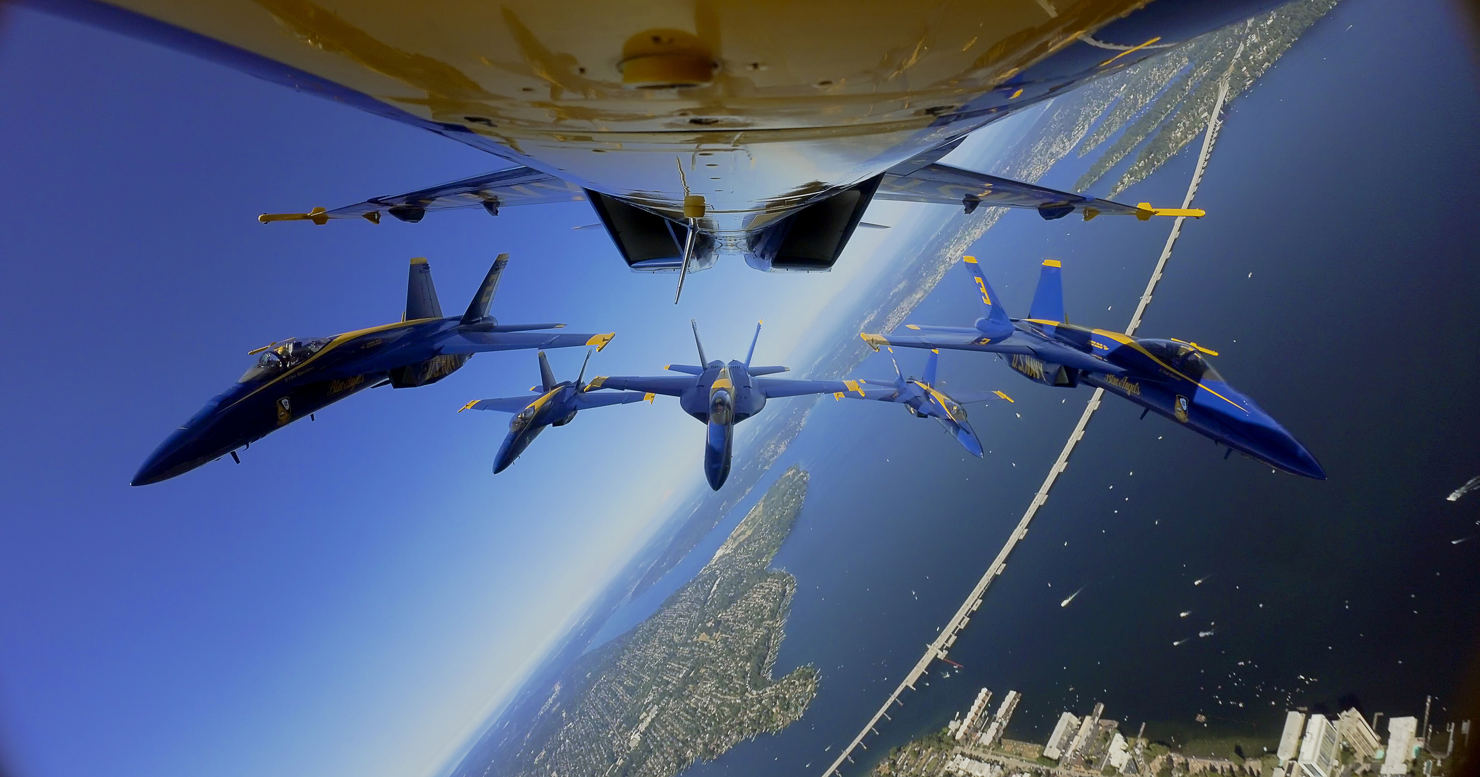 A photo of the Blue Angels in flight