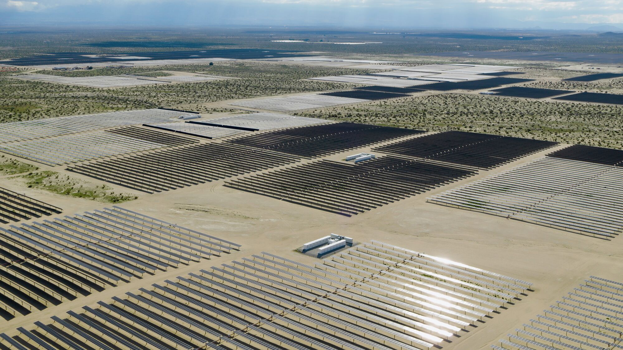 An image of Amazon's solar panels at the Baldy Mesa solar farm.